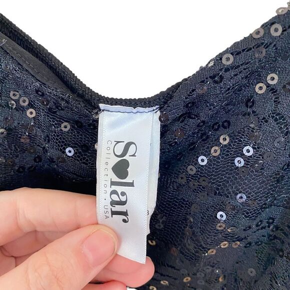 Solar Collection Y2K Black Sequin Formal Dress – Size Large – Spaghetti Straps - Picture 4 of 7